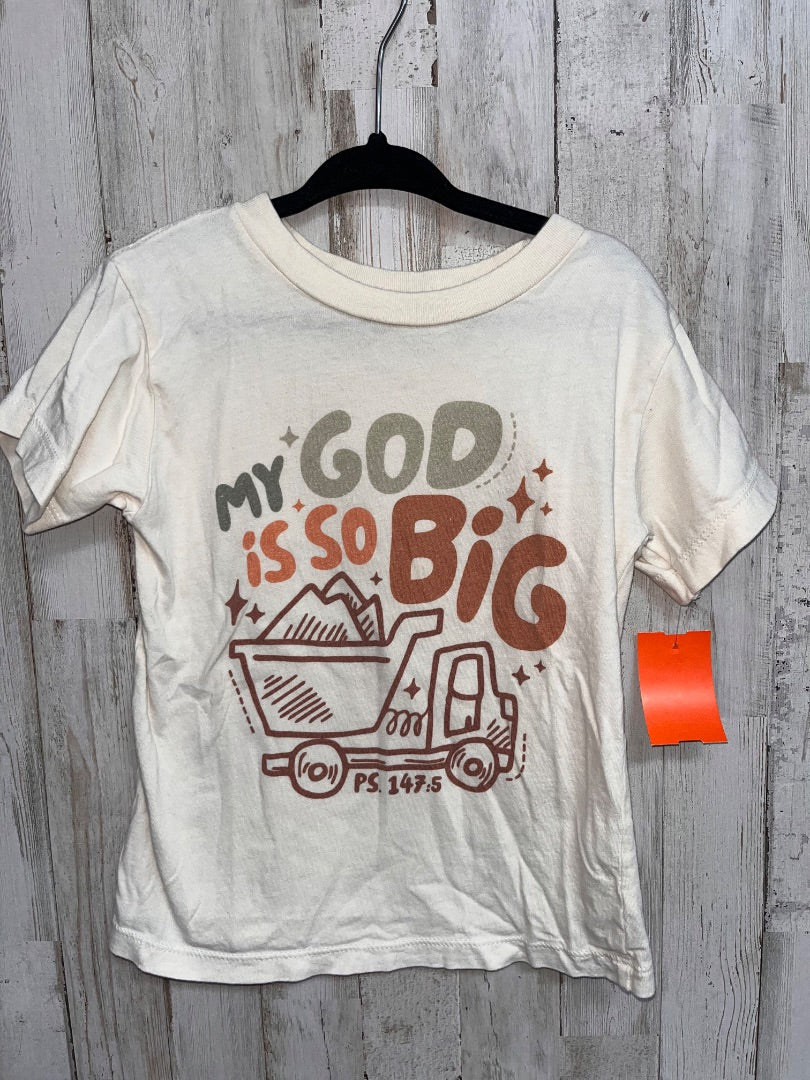 TAN RABBIT SKINS MY GOD IS SO BIG TEE, BOY 3T