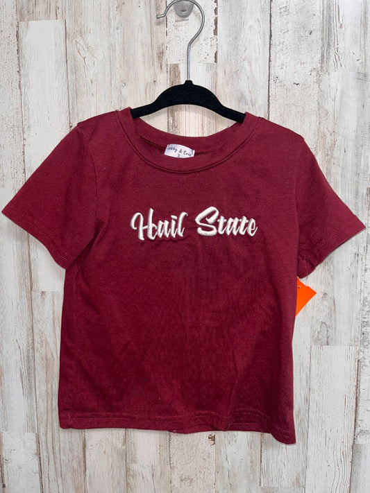 MAROON ABBY & EVIE HAIL STATE EMBROIDERED TEE, BOY 3T