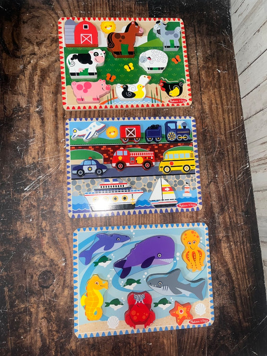 MULTI MELISSA & DOUG 3PC BLOCK PUZZLES