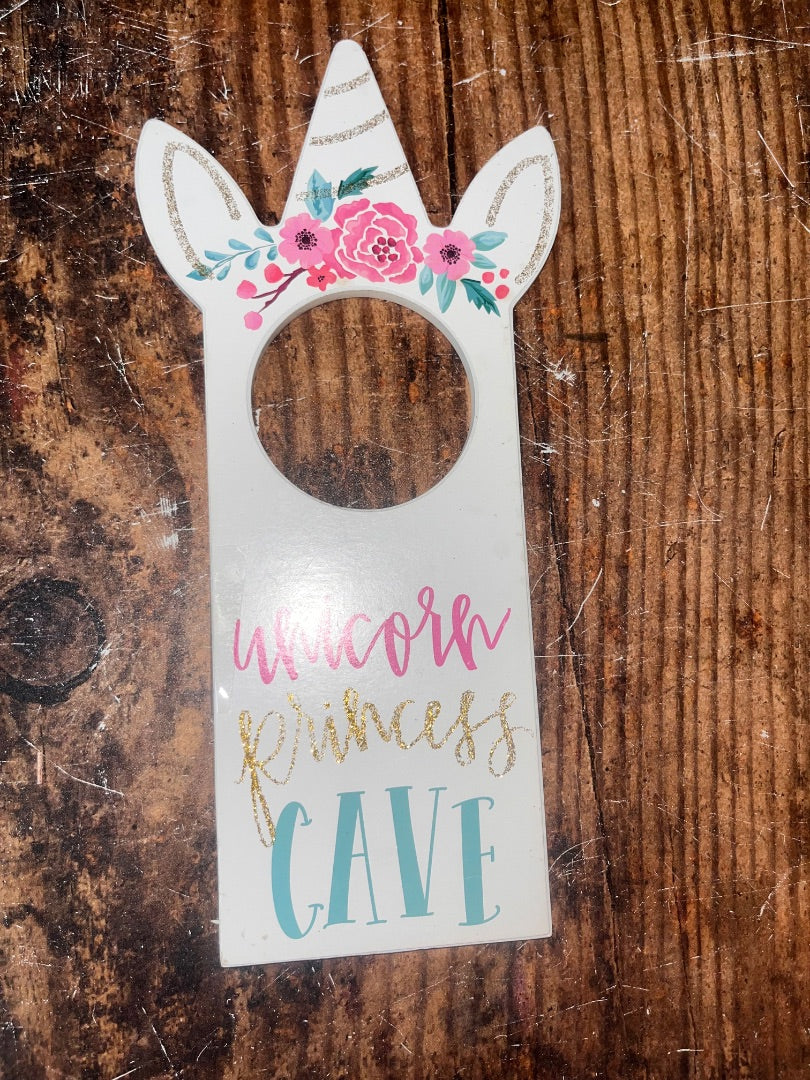 WHITE HOBBY LOBBY UNICORN PRINCESS DOOR HANGER