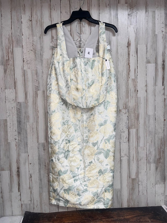 IVORY/YELLOW YIIW NEW 2PC FLORAL SKIRT SET, LADIES S