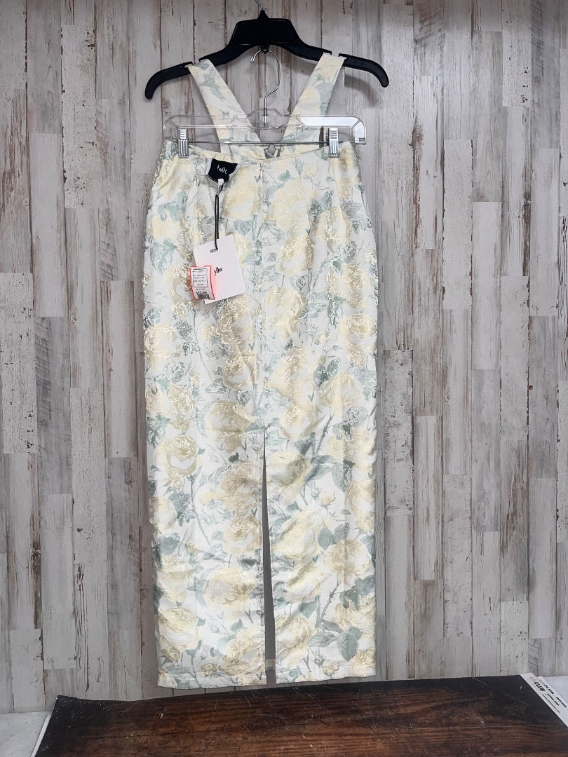IVORY/YELLOW YIIW NEW 2PC FLORAL SKIRT SET, LADIES S