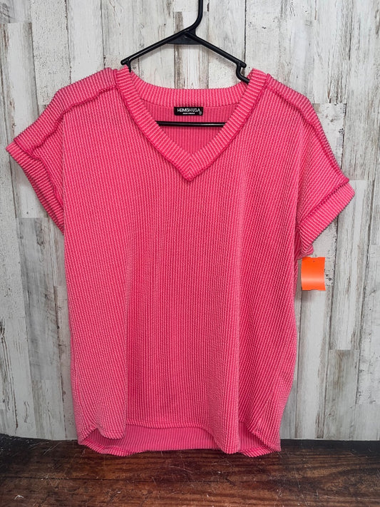 PINK HEIMISH RIBBED CUFF SHIRT, LADIES S