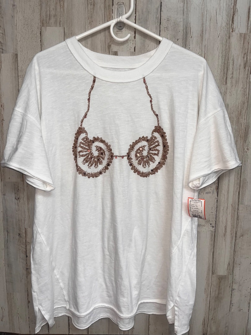 WHITE AERIE SWIM TOP PRINT BOYFRIEND TEE, LADIES M