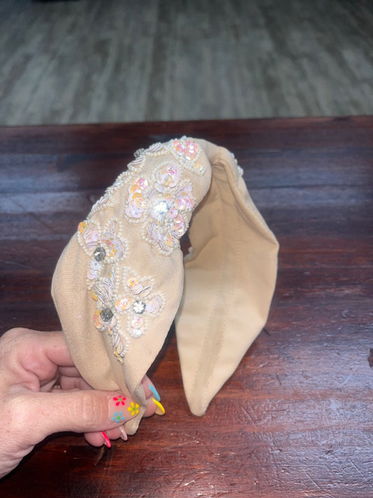 TAN  SEQUIN HEADBAND