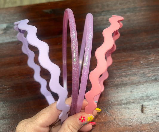 PINK/PURPLE  4PC PLASTIC HEADBANDS, GIRLS