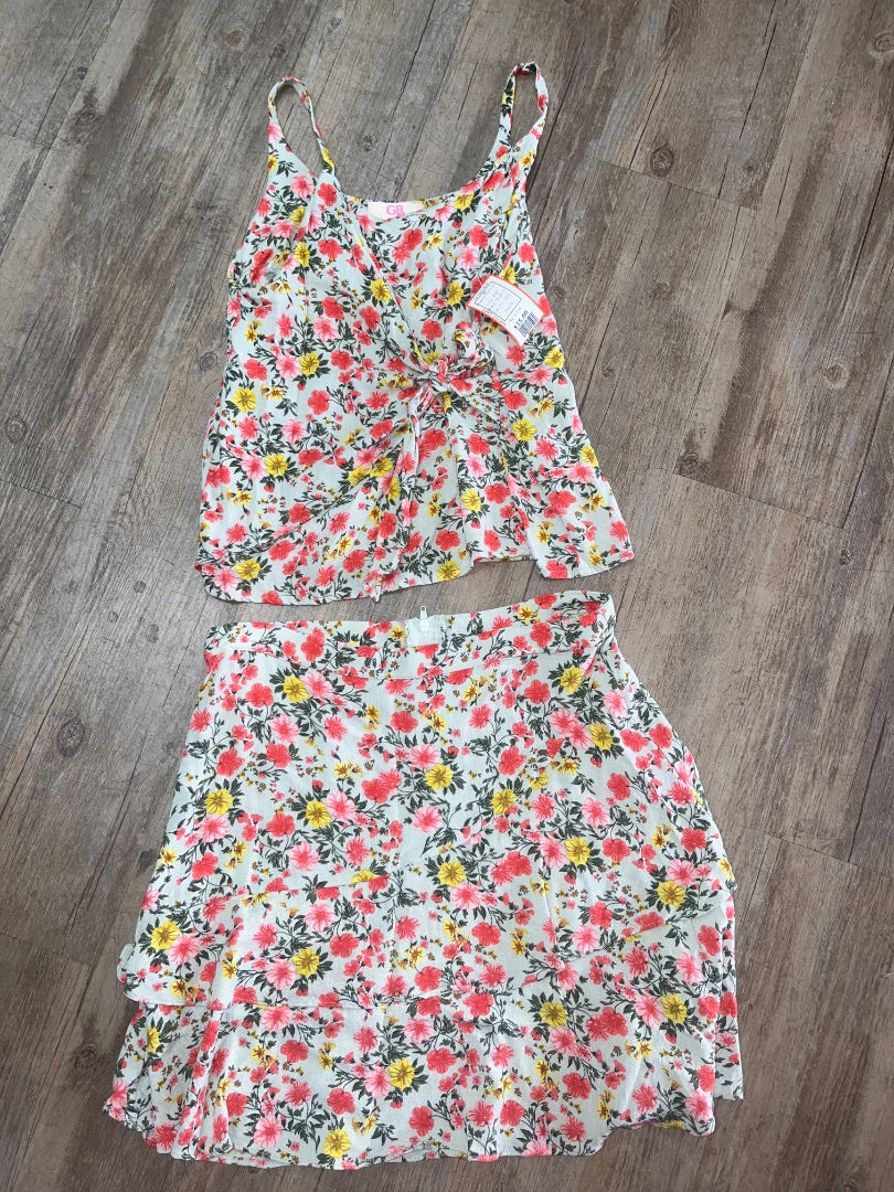 MINT GB GIRLS FLORAL 2PC RUFFLE SET, GIRL 10/12