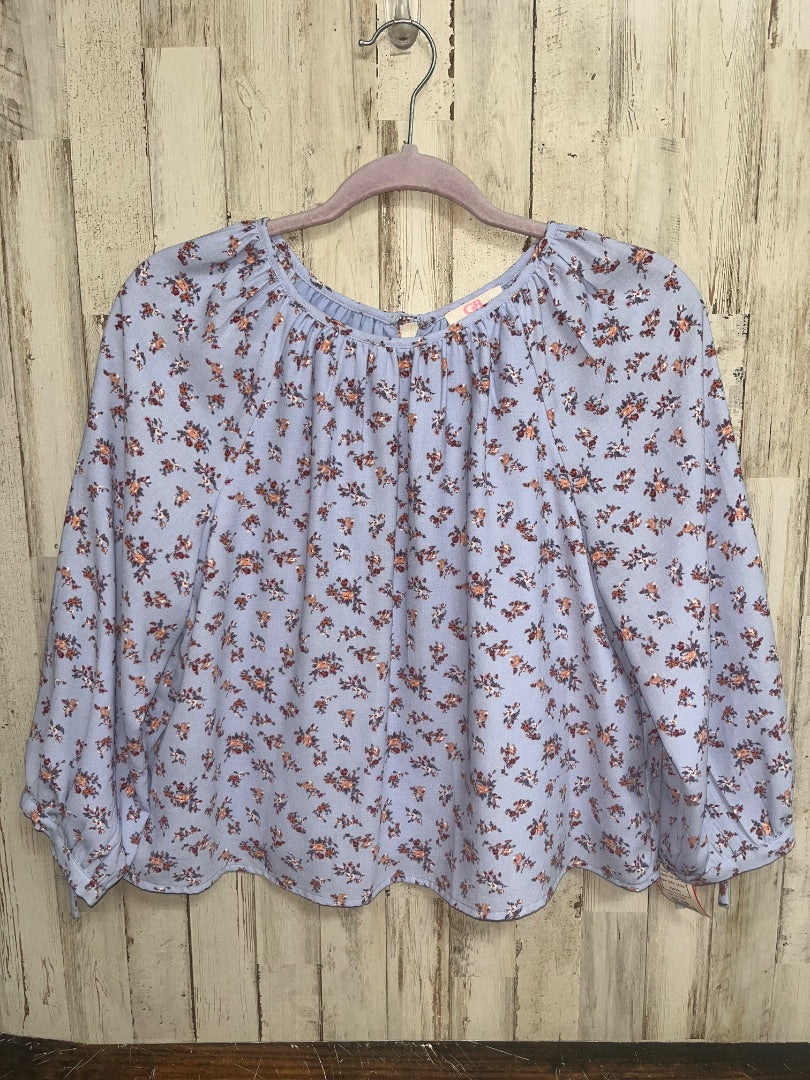 BLUE GB GIRLS FLORAL FLOWY TOP, GIRL 14/16