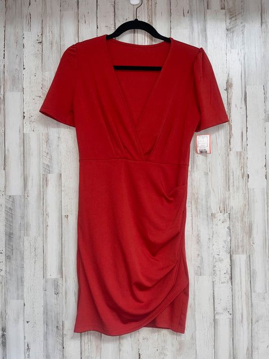RUST LYANER V NECK DRAPE DRESS, LADIES M