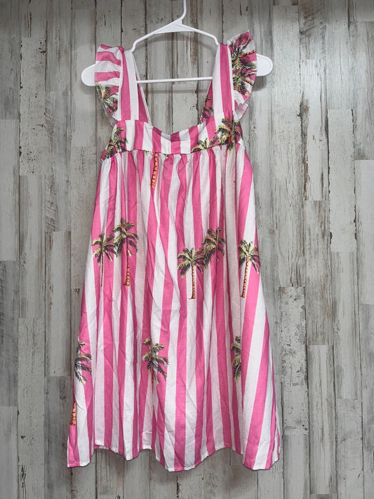 PINK SHEIN STRIPE PALM TREE DRESS, LADIES M
