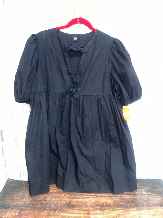 BLACK SHEIN FRONT TIE TIER DRESS, LADIES L