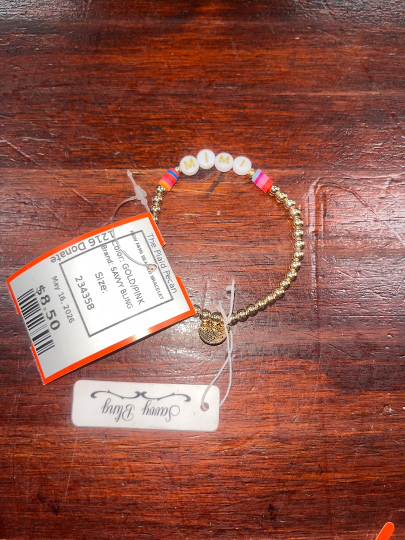 GOLD/PINK SAVVY BLING NEW MIMI BEADED BRACELET