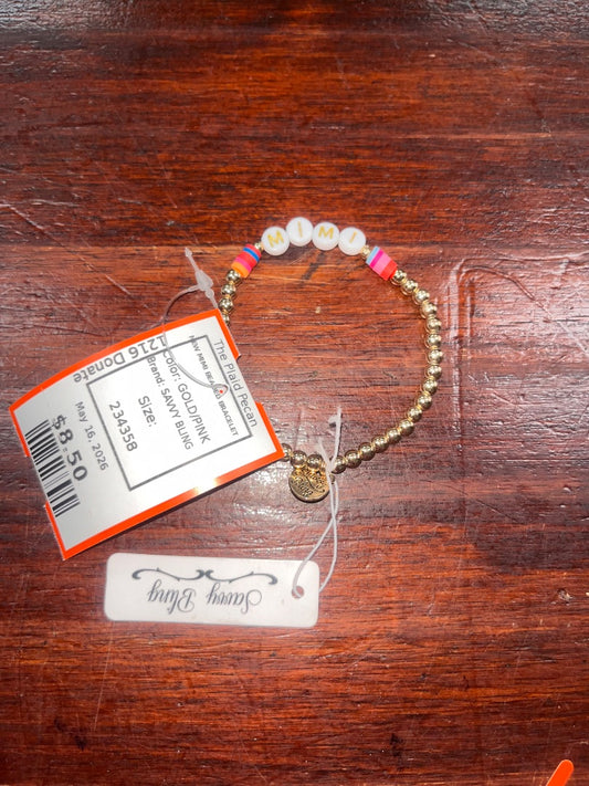 GOLD/PINK SAVVY BLING NEW MIMI BEADED BRACELET