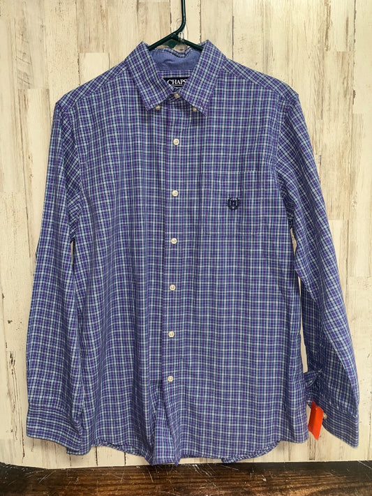 PURPLE CHAPS PLAID BUTTON UP, BOY ADULT M