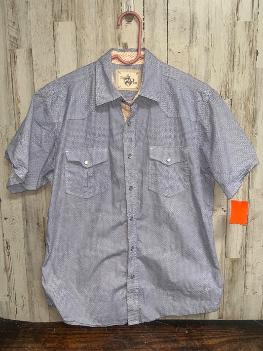 BLUE AGE OF WISDOM PEARL SNAP PRINT BUTTON UP, BOY ADULT M