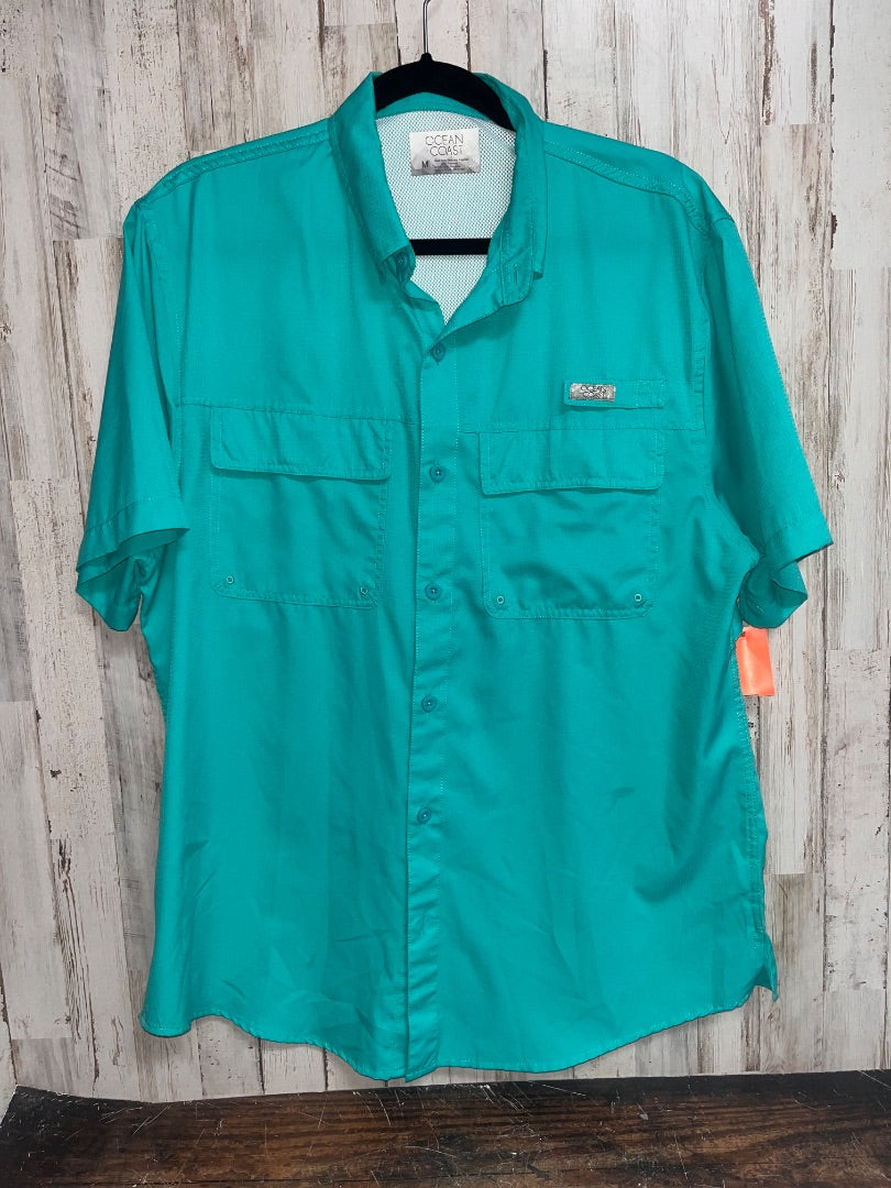 TEAL OCEAN + COAST FISHING BUTTON UP, BOY ADULT M