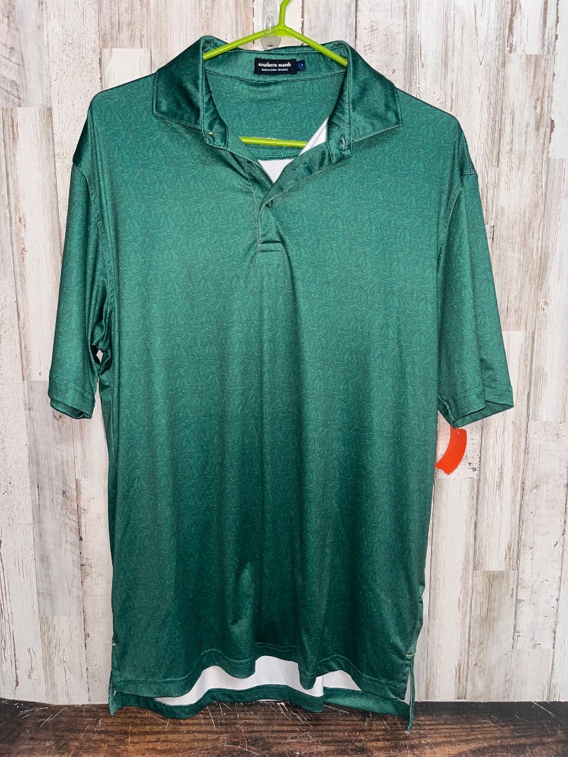 GREEN SOUTHERN MARSH DRY FIT GOLF PRINT POLO, BOY ADULT S