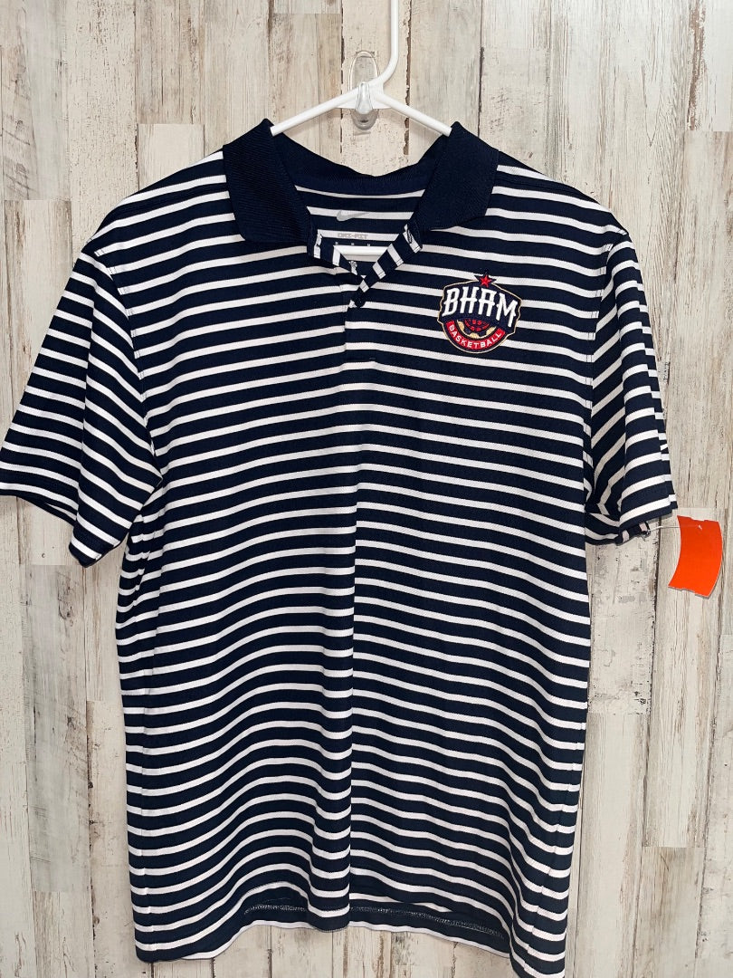 NAVY NIKE BHAM BASKETBALL STRIPE POLO, BOY ADULT M