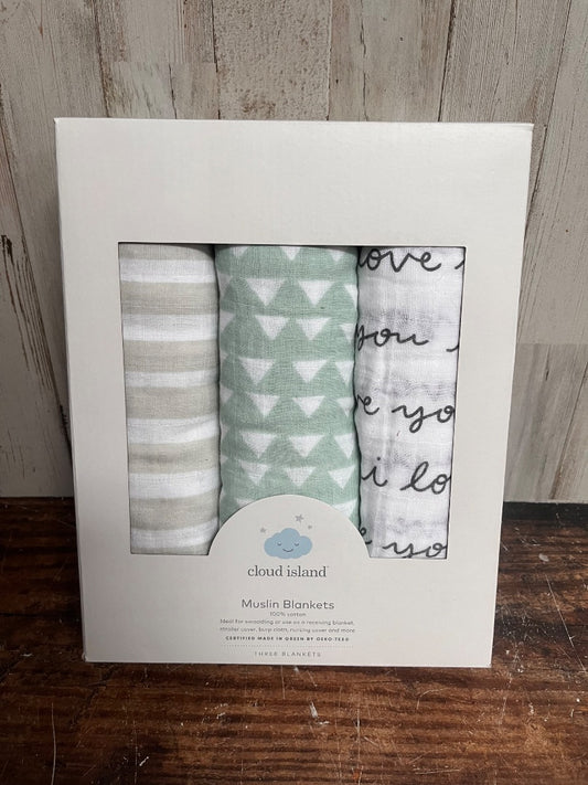 MINT CLOUD ISLAND NEW 3PC MUSLIN BLANKETS