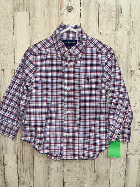 BLUE/RED RALPH LAUREN PLAID BUTTON UP, BOY 2T