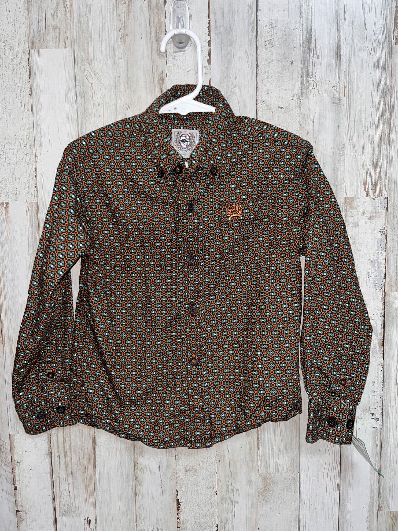 BROWN/TEAL CINCH FLOWER PRINT BUTTON  UP, BOY 2T