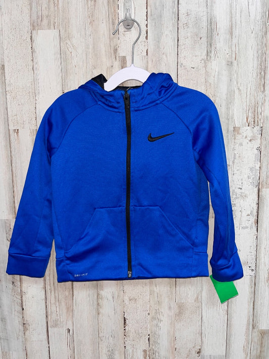 BRIGHT BLUE NIKE LOGO ZIP HOODIE, BOY 3T