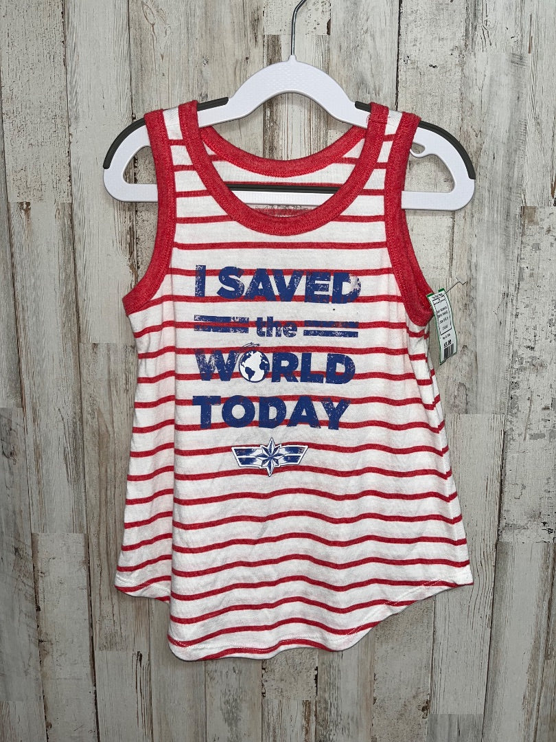 RED/WHITE MARVEL SAVED THE WORLD STRIPE TANK, GIRL 6
