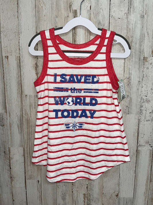 RED/WHITE MARVEL SAVED THE WORLD STRIPE TANK, GIRL 6
