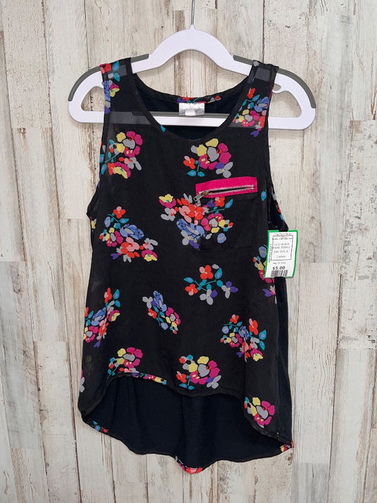 BLACK SIGNED FLORAL HIGH LOW TOP, GIRL 8