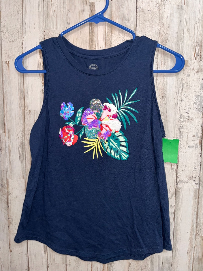 NAVY WONDER NATION SEQUIN FLOWER TANK, GIRL 14/16