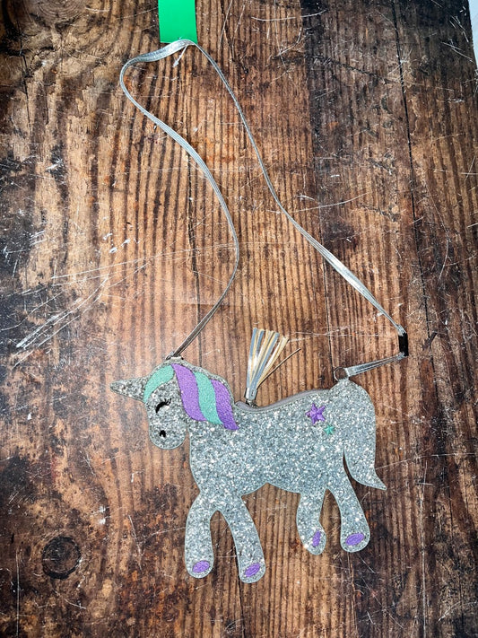 SILVER  SEQUIN UNICORN PURSE