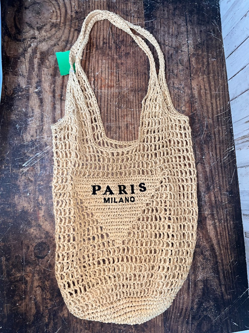 TAN PARIS MELANO LOGO STRAW BEACH TOTE