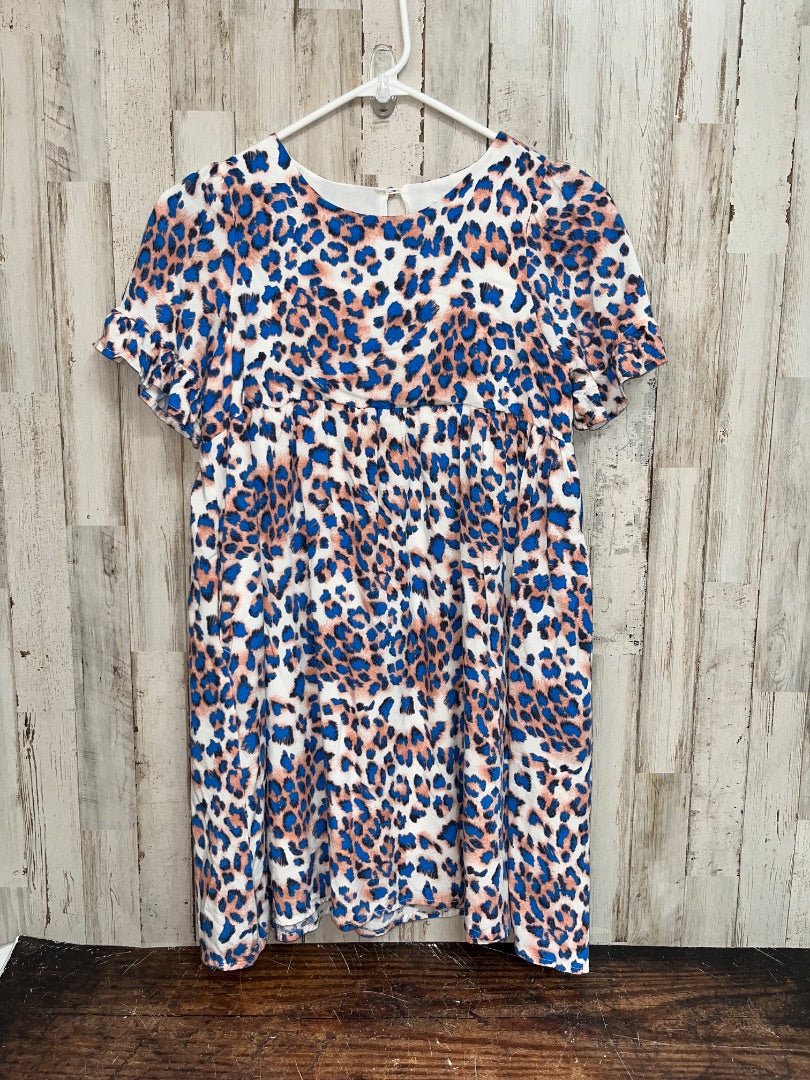 BLUE HAYDEN GIRLS CHEETAH TIER DRESS, GIRL 10/12