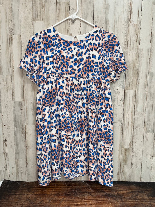 BLUE HAYDEN GIRLS CHEETAH TIER DRESS, GIRL 10/12