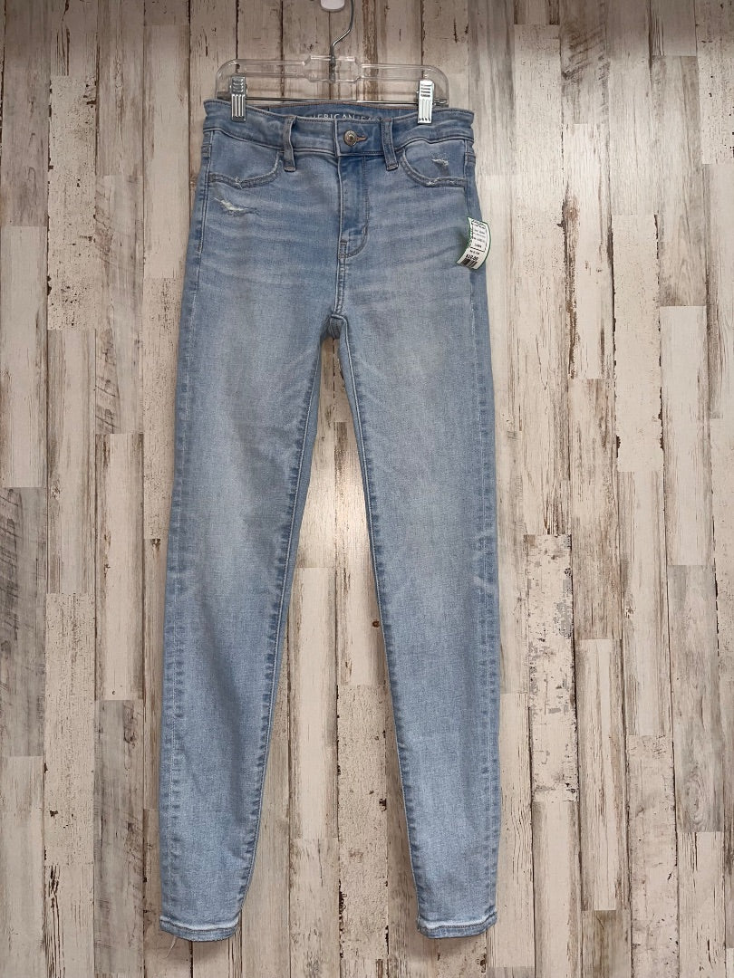DENIM AMERICAN EAGLE SZ 0 LIGHT SKINNIES, LADIES XS