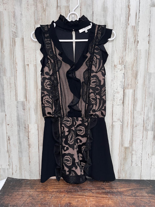 BLACK/NUDE ALEXIS LACE KEYHOLE ROMPER WITH OPEN BACK, LADIES XS