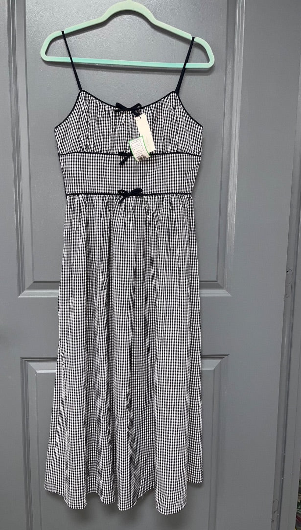 NAVY/WHITE MABLE NEW GINGHAM MAXI, LADIES M