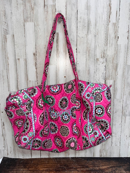 FUCHSIA VERA BRADLEY LARGE FLORAL DUFFLE- BECCA MONOGRAM