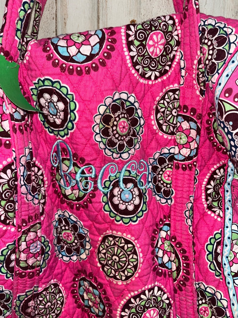 FUCHSIA VERA BRADLEY LARGE FLORAL DUFFLE- BECCA MONOGRAM
