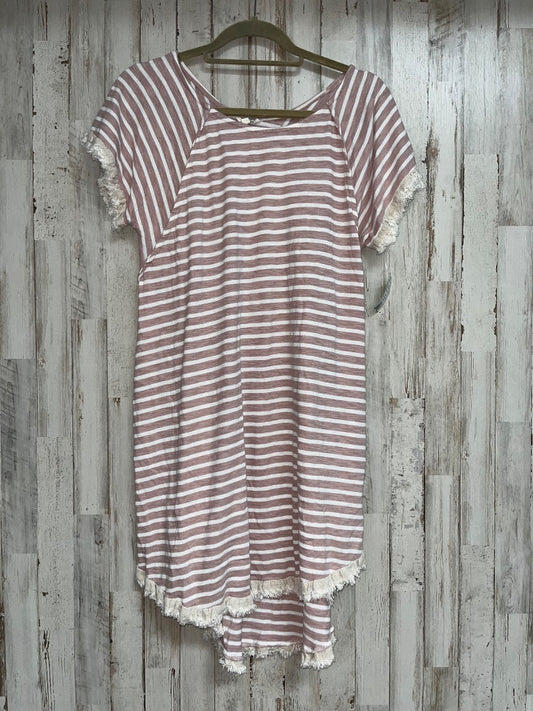 PINK/WHITE UMGEE STRIPE FRINGE DRESS, LADIES S