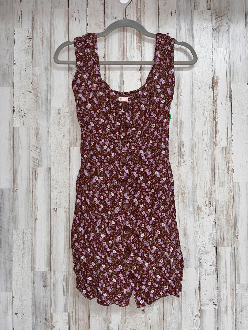 BROWN AEROPOSTALE FLORAL BUTTON SUN DRESS, LADIES S