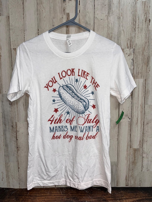 WHITE BELLA 4TH OF JULY TEE, LADIES S