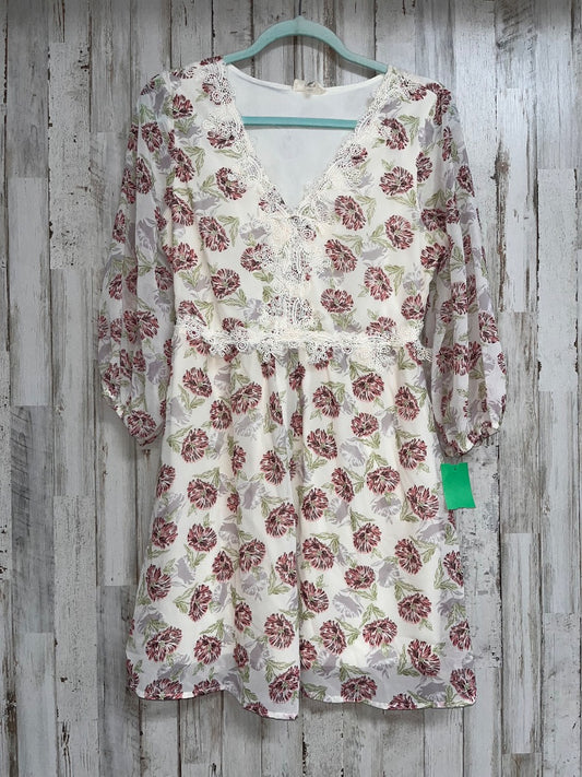 IVORY ENTRO FLORAL LACE TRIM DRESS, LADIES S