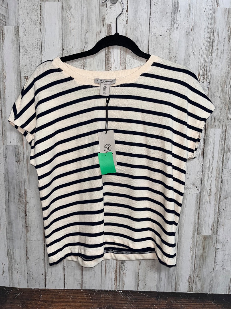 TAN/NAVY MARTHA STEWART NEW STRIPE BLOUSE, LADIES M