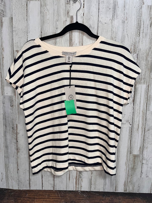 TAN/NAVY MARTHA STEWART NEW STRIPE BLOUSE, LADIES M