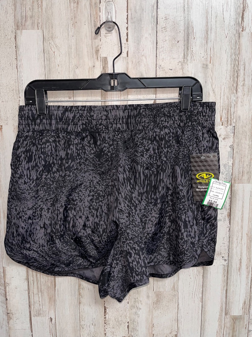 BLACK/GREY ATHLETIC WORKS NEW SPOTTED DRY FIT SHORTS, LADIES M