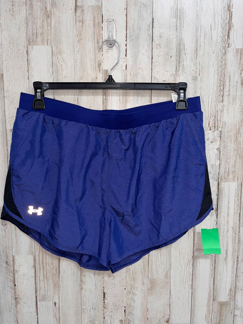 NAVY UNDER ARMOUR DRY FIT SHORTS, LADIES L