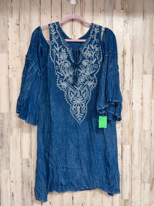 CHAMBRAY ACE FASHION NEW EMBROIDERED ACID WASHED DRESS, LADIES L