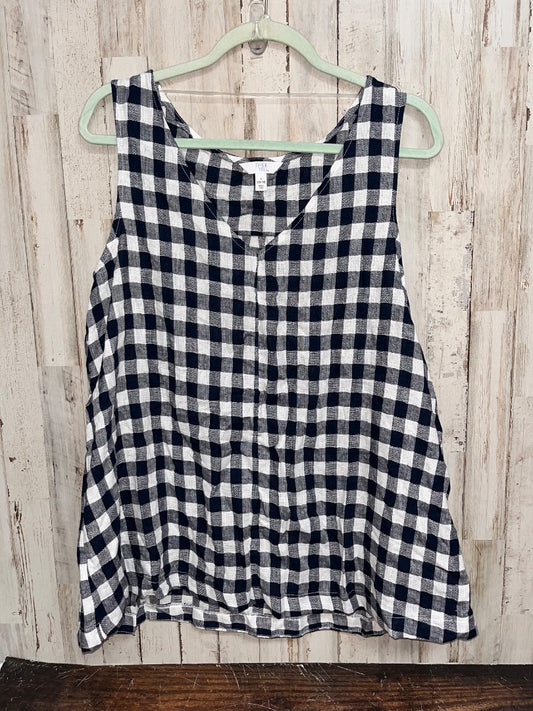 NAVY Time and Tru NEW GINGHAM LINEN TANK, LADIES L