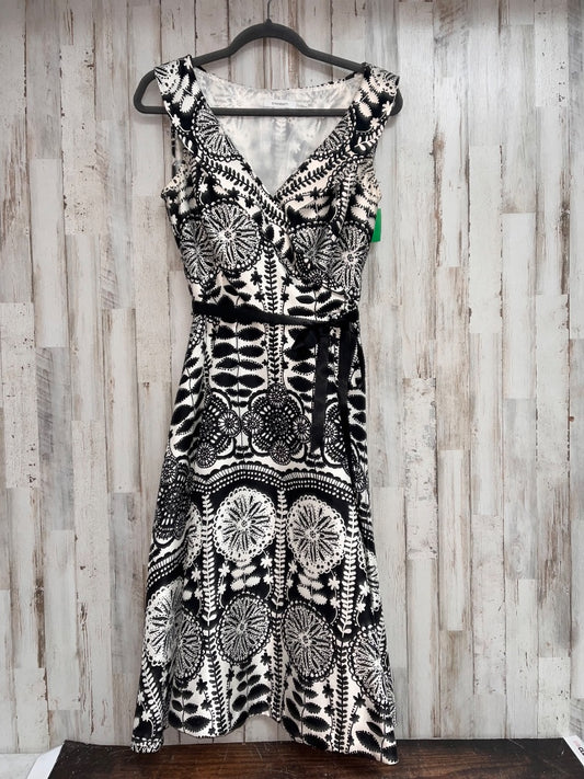 BLACK/WHITE DRESS BARN SZ 10 FLORAL BELTED DRESS, LADIES L
